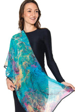 Load image into Gallery viewer, Aloka Cupro Floral Scarves: Sage &amp; Indigo
