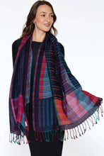 Load image into Gallery viewer, Kalya Wool &amp; Cotton Shawl - Blue Multi
