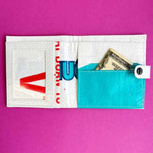 Load image into Gallery viewer, Recycled Feed Bag Wallet - Slim Vegan Wallet - Whale Fish
