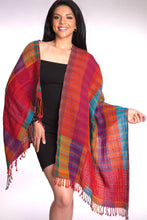 Load image into Gallery viewer, Kalya Wool &amp; Cotton Shawl - Blue Multi
