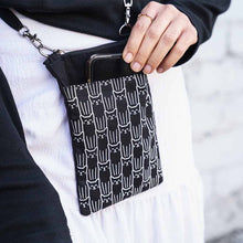 Load image into Gallery viewer, Mini Phone Crossbody - Small Travel Bag Cat Print Black
