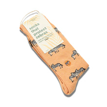 Load image into Gallery viewer, Socks that Protect Zebras - Medium (Orange Zebras)
