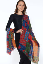 Load image into Gallery viewer, Amiya Fine Wool Shawls: Red Multi Patchwork
