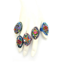 Load image into Gallery viewer, Beaded &amp; Embroidered Flower Frida Rings
