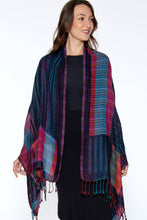 Load image into Gallery viewer, Kalya Wool &amp; Cotton Shawl - Blue Multi
