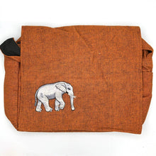 Load image into Gallery viewer, Cotton Messenger Bag with Elephant - Orange
