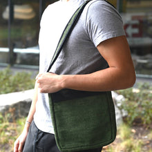 Load image into Gallery viewer, Vegan Recycled Inner Tube and Hemp Urban Crossbody Bag: Olive
