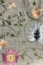Load image into Gallery viewer, Gray Rajika Embroidered Floral Shawl
