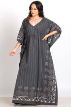 Load image into Gallery viewer, Spiral Block Print Kaftan Dresses: Indigo
