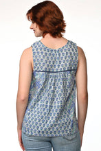 Load image into Gallery viewer, Pavitra Block Print Sleeveless Tops: Sky Blue / S/M
