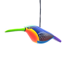 Load image into Gallery viewer, Whimsical Hummingbird Balsa Ornament
