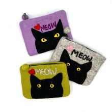 Load image into Gallery viewer, Cat's Meow Felt Coin Purse - Heather Gray
