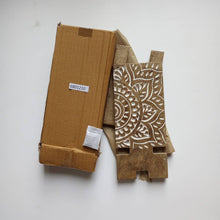 Load image into Gallery viewer, Vasai Mango Wood Phone Stand - Mandala *
