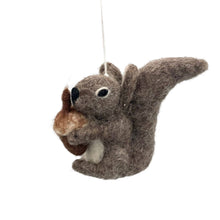Load image into Gallery viewer, Gray Squirrel Felt Ornament: White Variant
