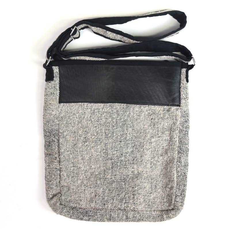 Vegan Recycled Inner Tube and Hemp Urban Crossbody Bag: Charcoal