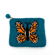 Load image into Gallery viewer, Monarch Butterfly Felt Coin Purse - Purple

