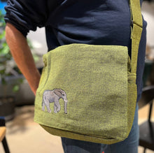 Load image into Gallery viewer, Cotton Messenger Bag with Elephant - Orange
