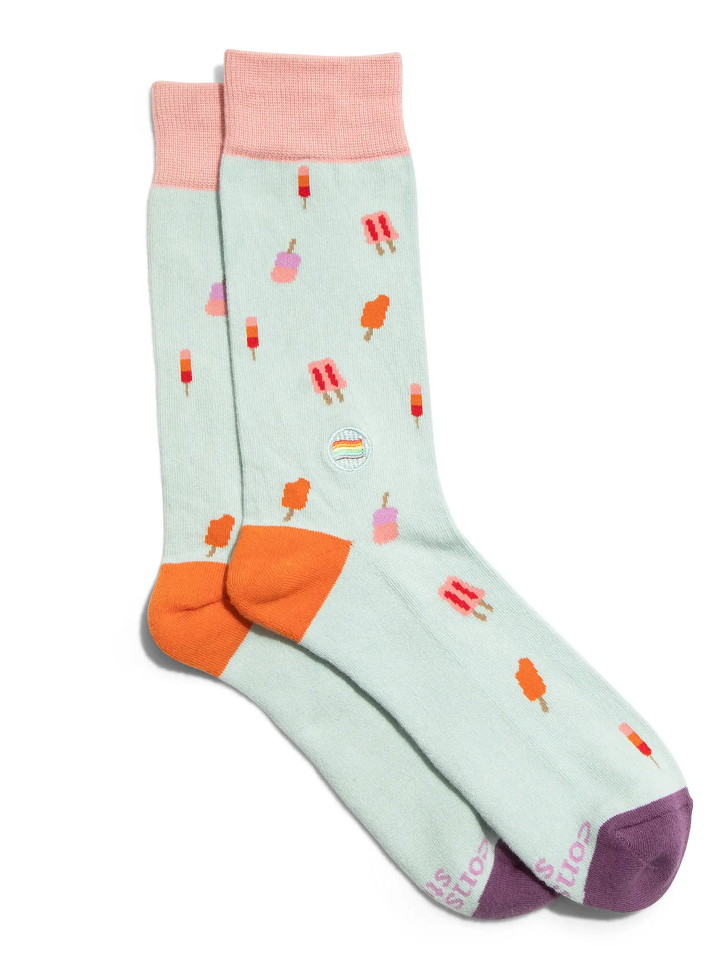 Socks that Save LGBTQ Lives (Orange Popsicles) - Small