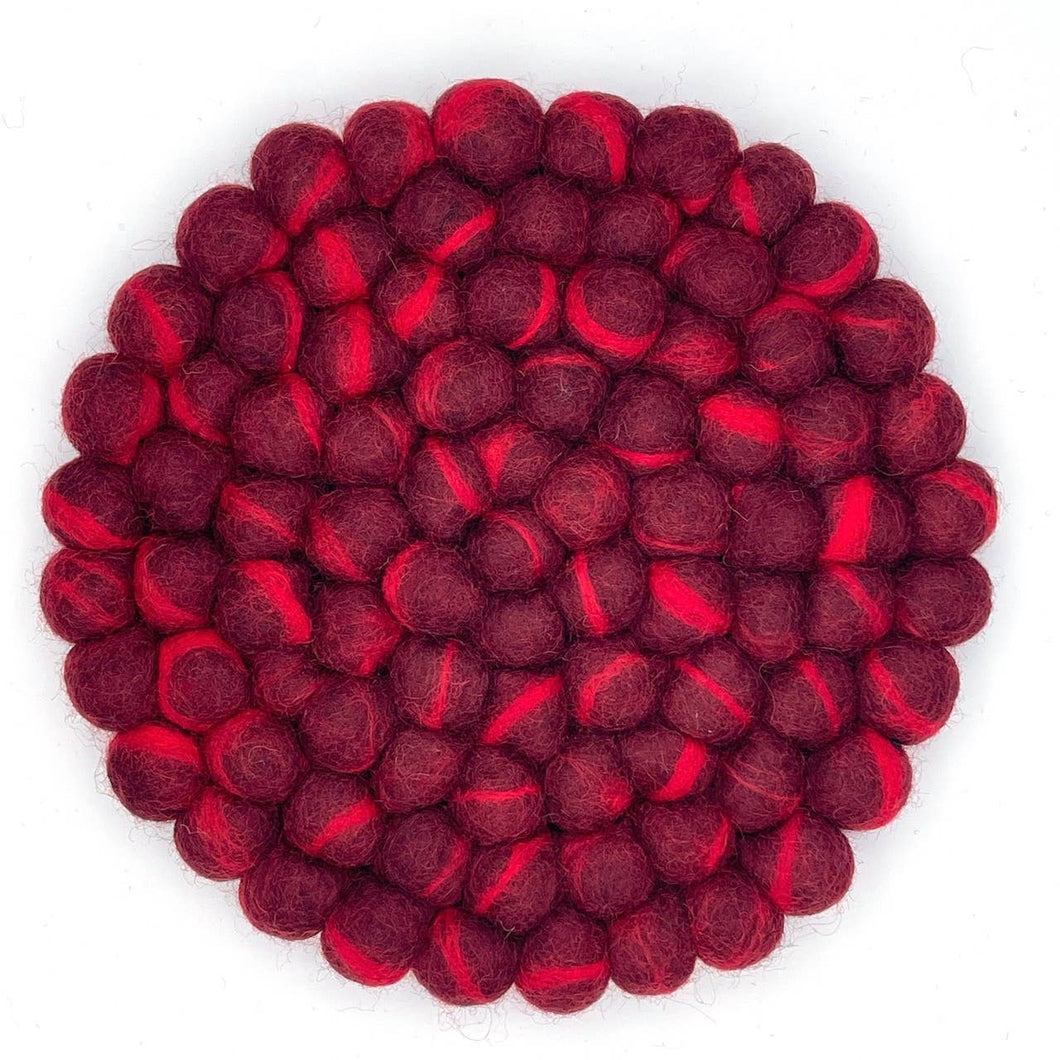 Red Marbled Felt Ball Trivet (2023 limited design)