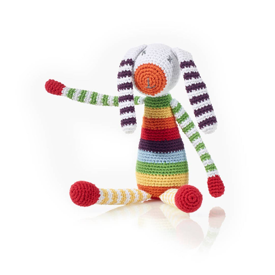 Plush Bunny Rattle - Rainbow
