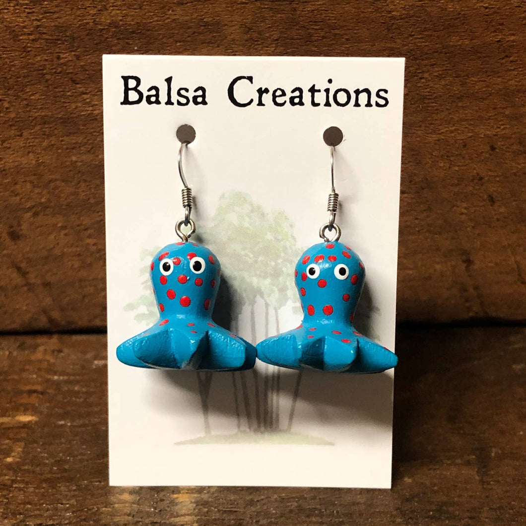 Whimsical Octopus Balsa Earrings