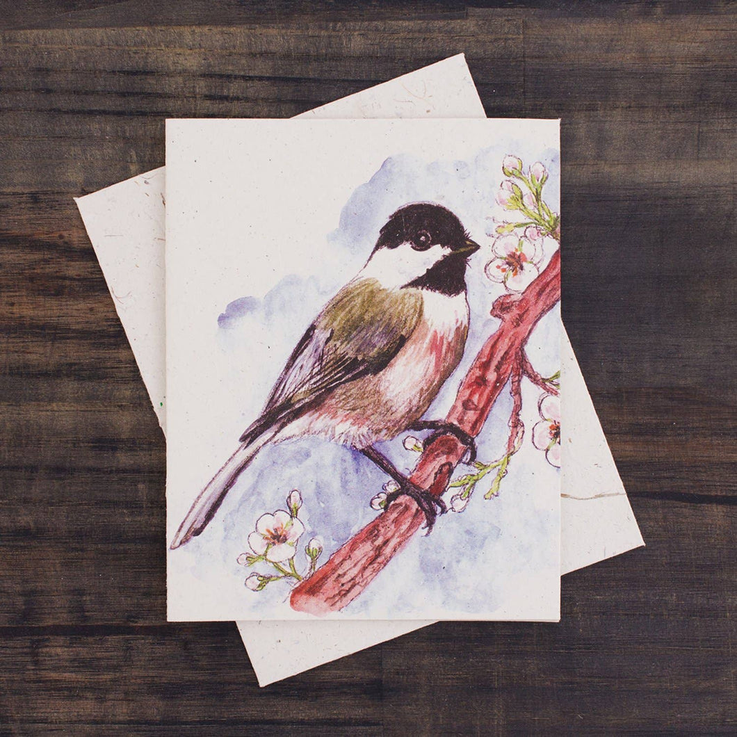 Blank Greeting Card -  Chickadee Watercolor