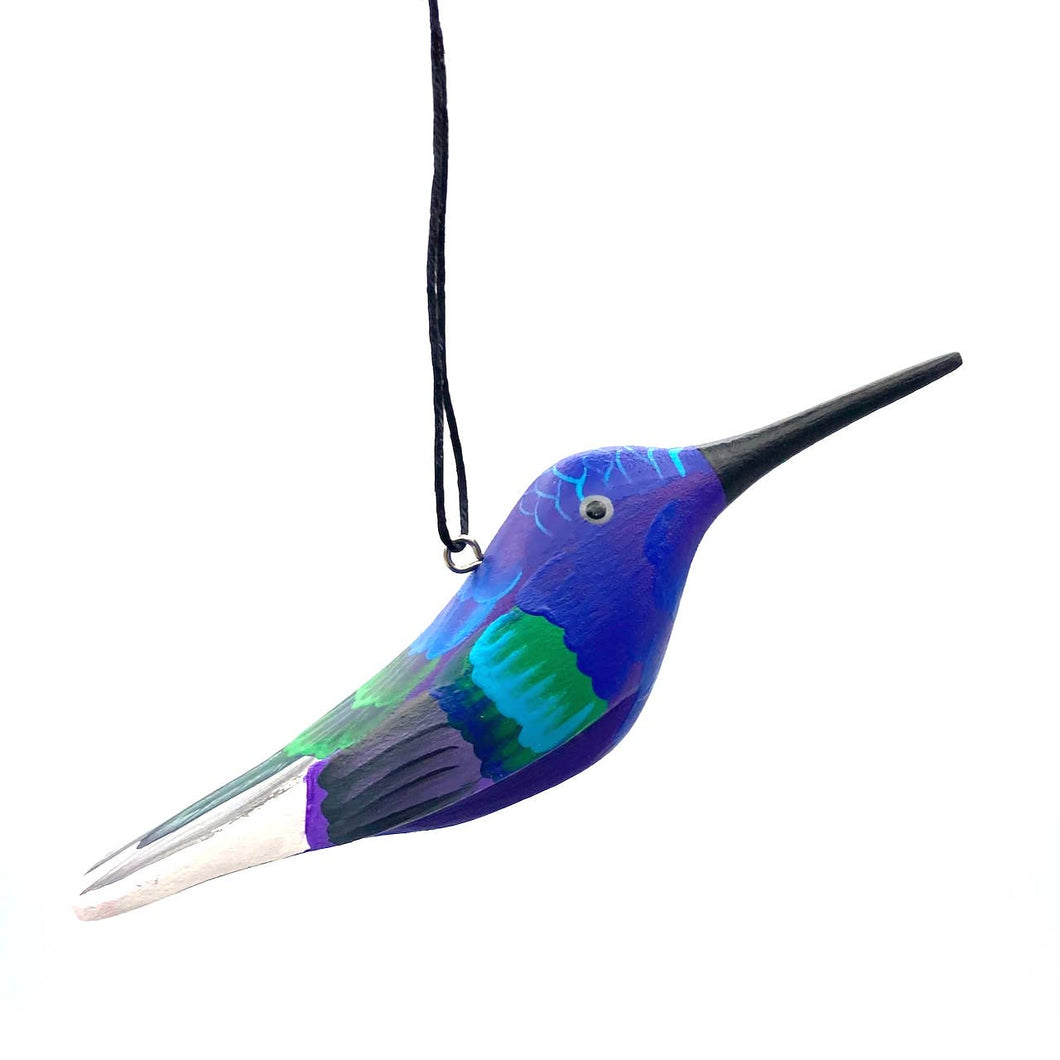 Violet Sabrewing Hummingbird Balsa Ornament