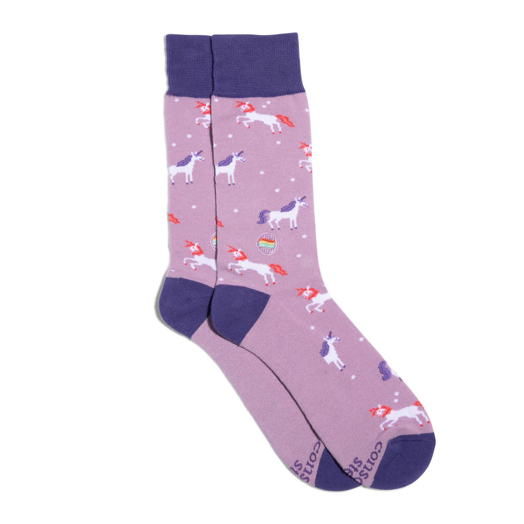 Socks that Save LGBTQ Lives (Purple Unicorns) - Small