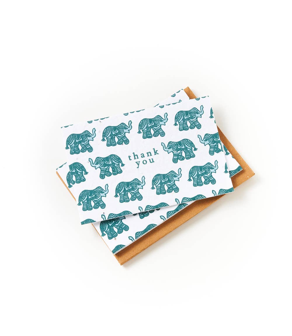 Amala Elephant 4x6 Seed Paper Thank You Cards (Set of 6)