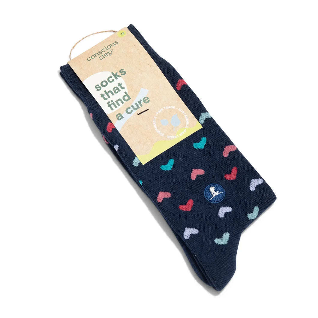 Socks That Find a Cure (Navy Hearts) - Small