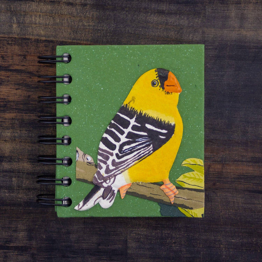 Small Notebook Goldfinch Dark Green