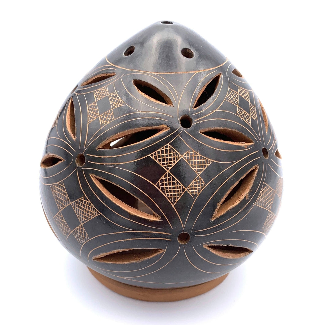 Geometric Flower Cutout Luminary - Black