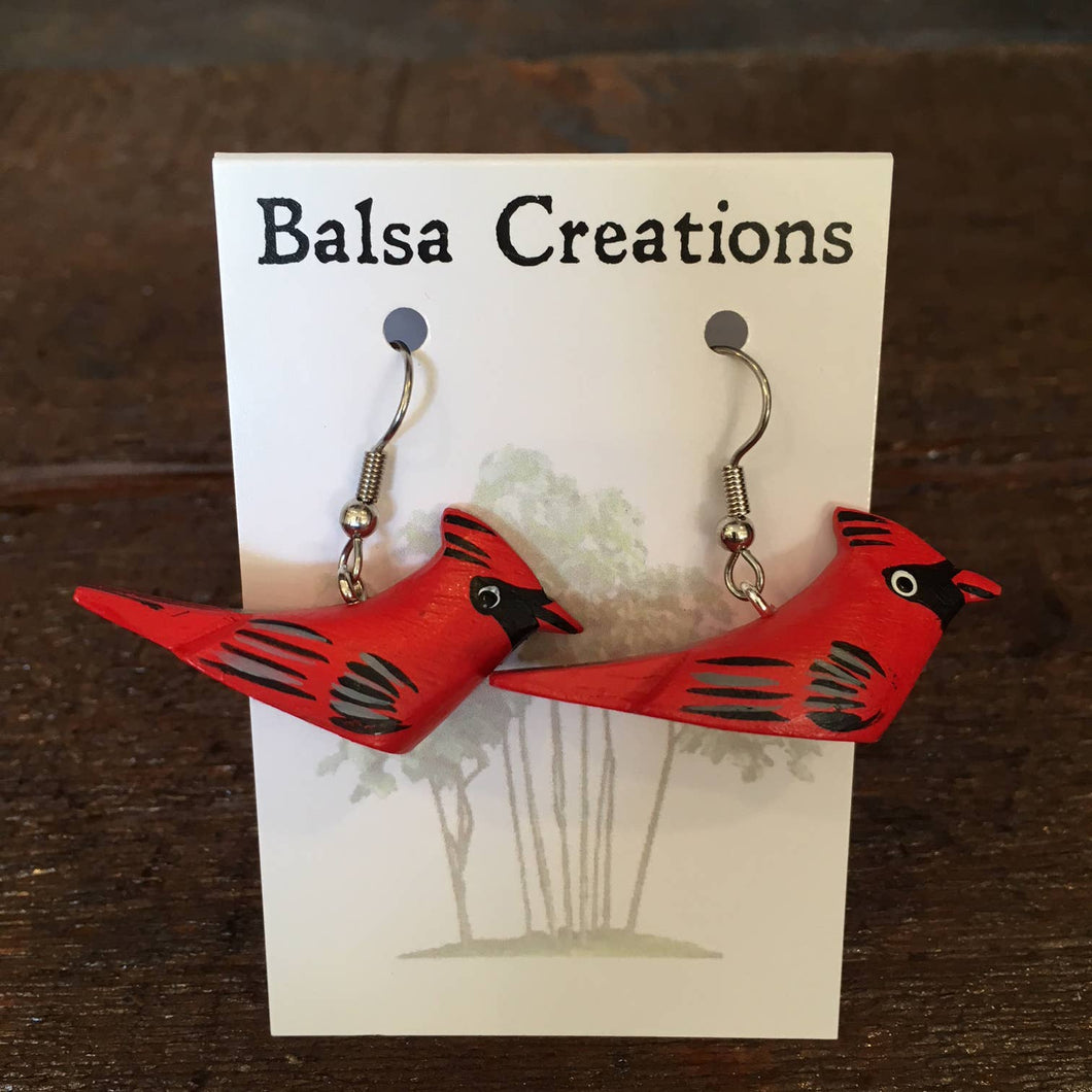 Cardinal Balsa Earrings