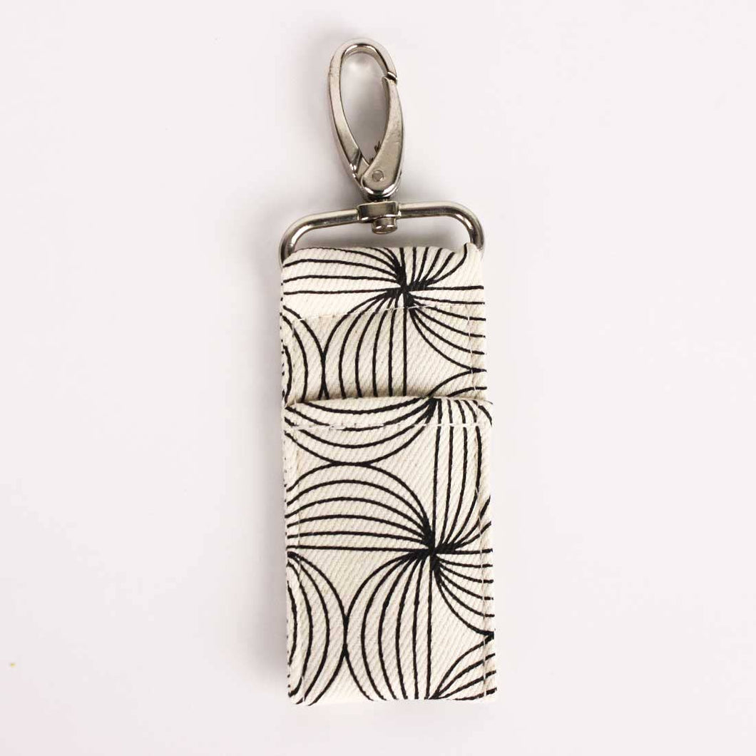 Cotton Canvas Lip Balm Bag - Black Floral