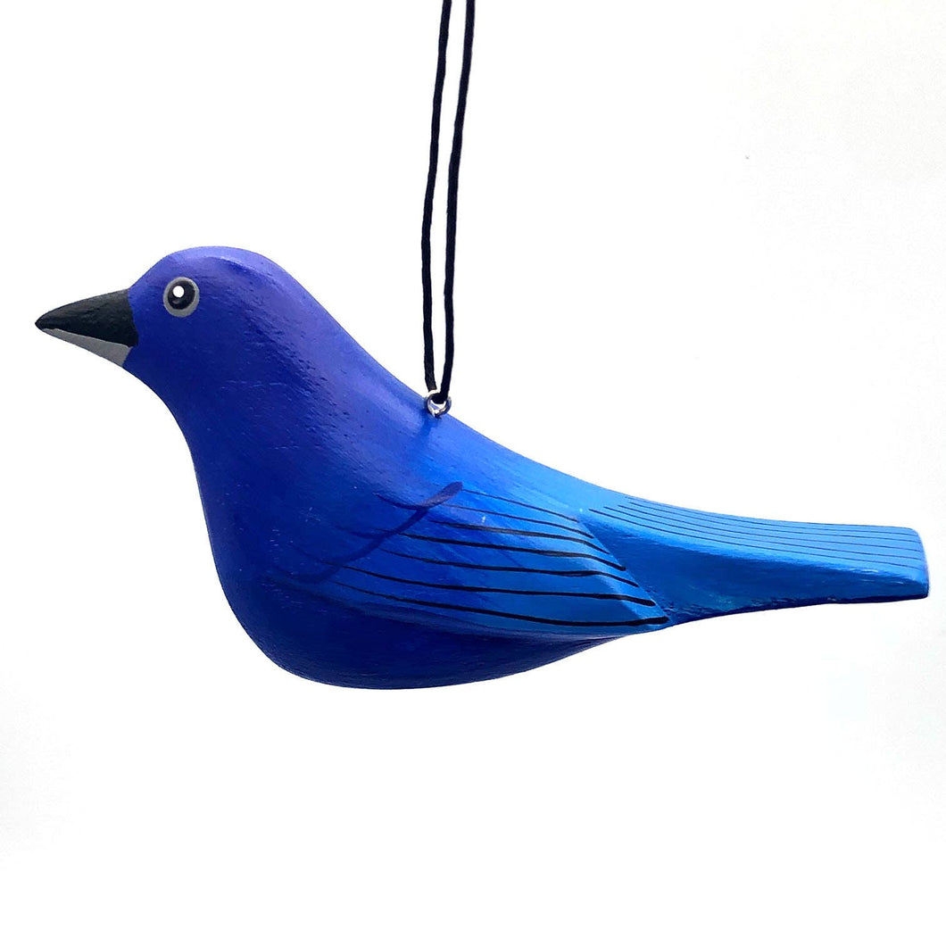 Indigo Bunting Balsa Ornament