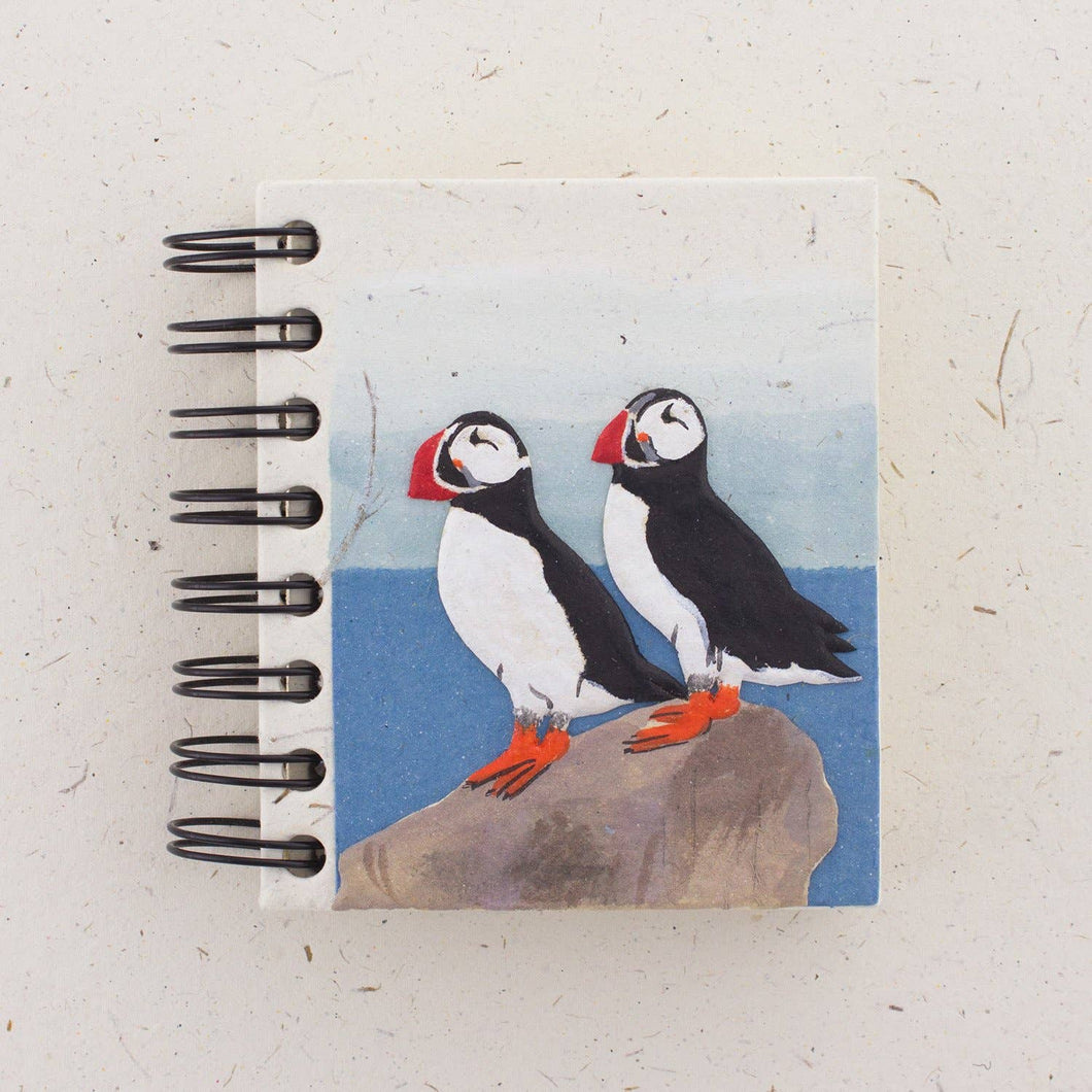 Small Notebook Puffin Design Natural White