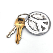 Load image into Gallery viewer, Recycled Aluminum Peace Sign Keychain
