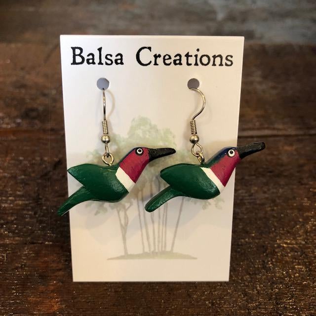 Purple-breasted Hummingbird Balsa Earrings