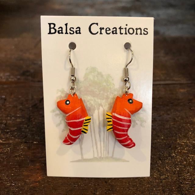 Seahorse Balsa Earrings