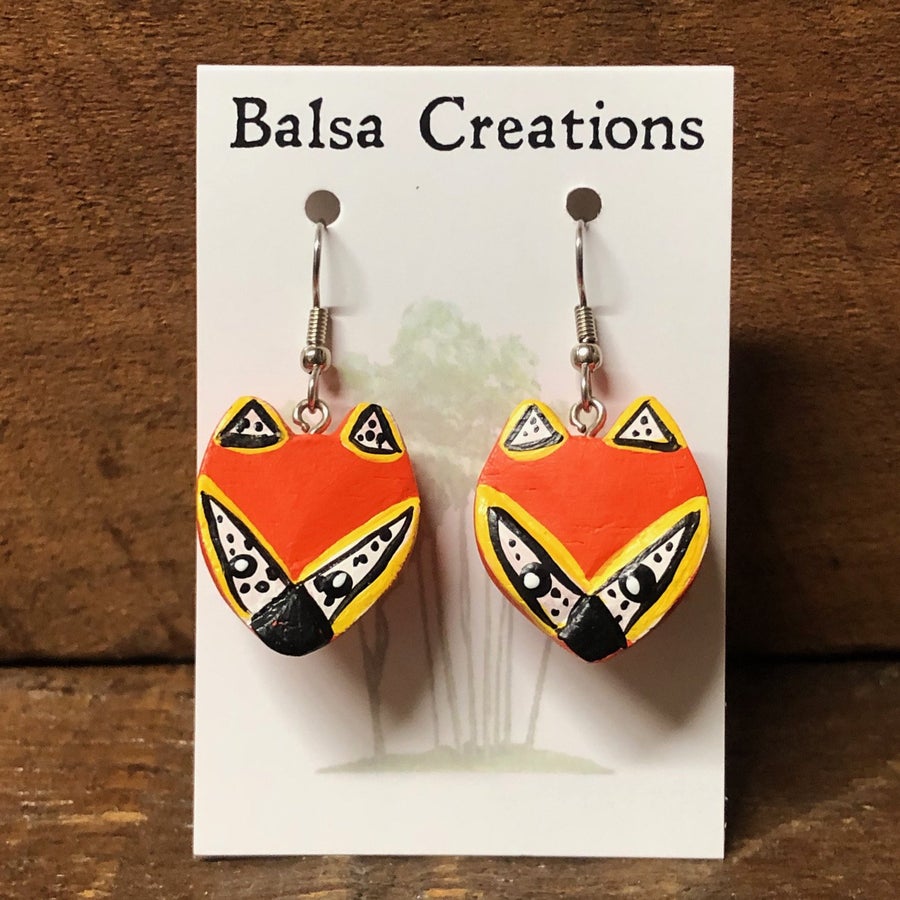 Whimsical Fox Balsa Earrings