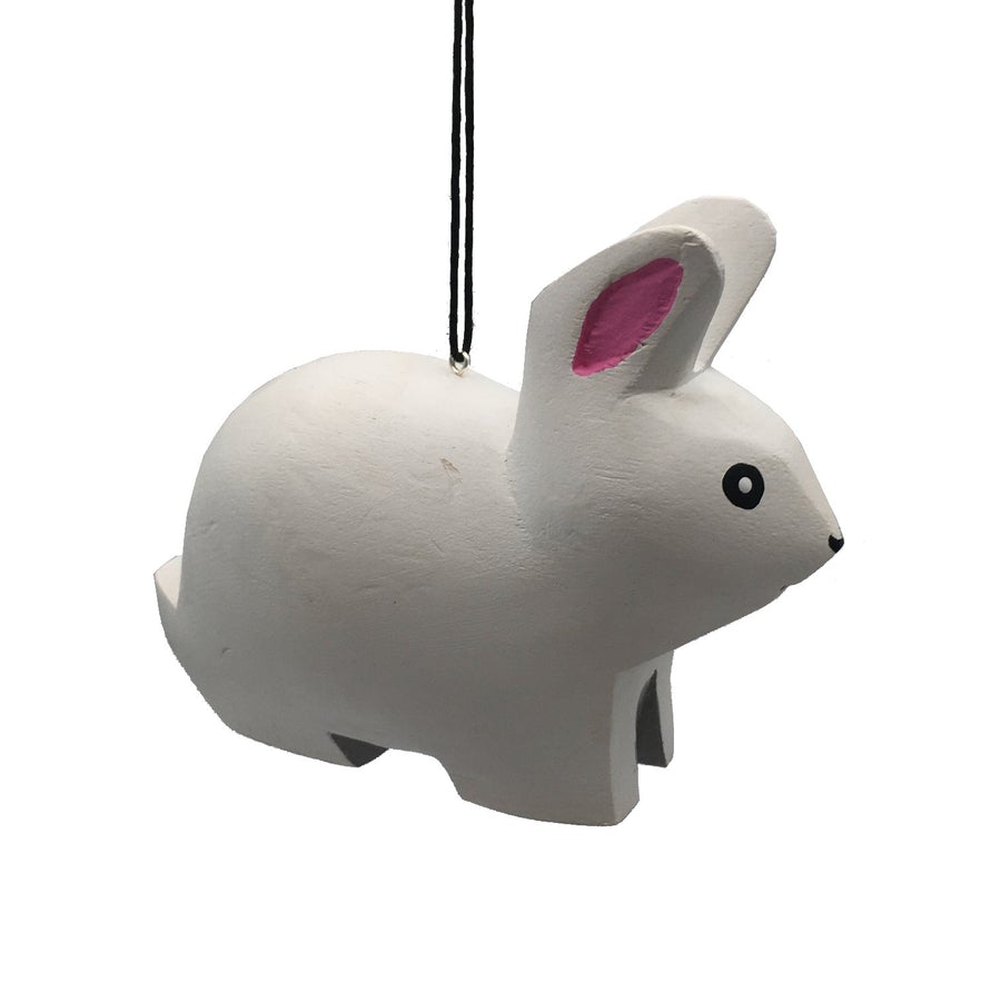 White Rabbit Balsa Ornament