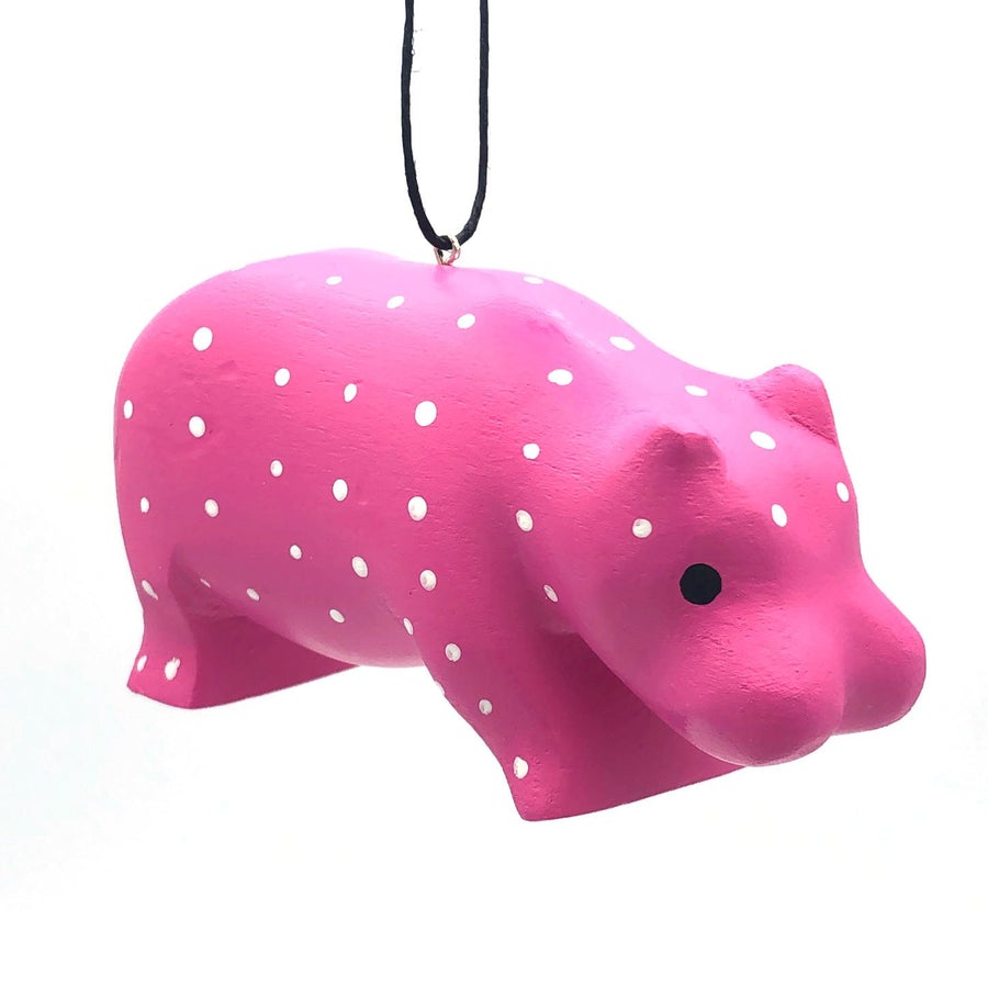 Whimsical Hippo Balsa Ornament