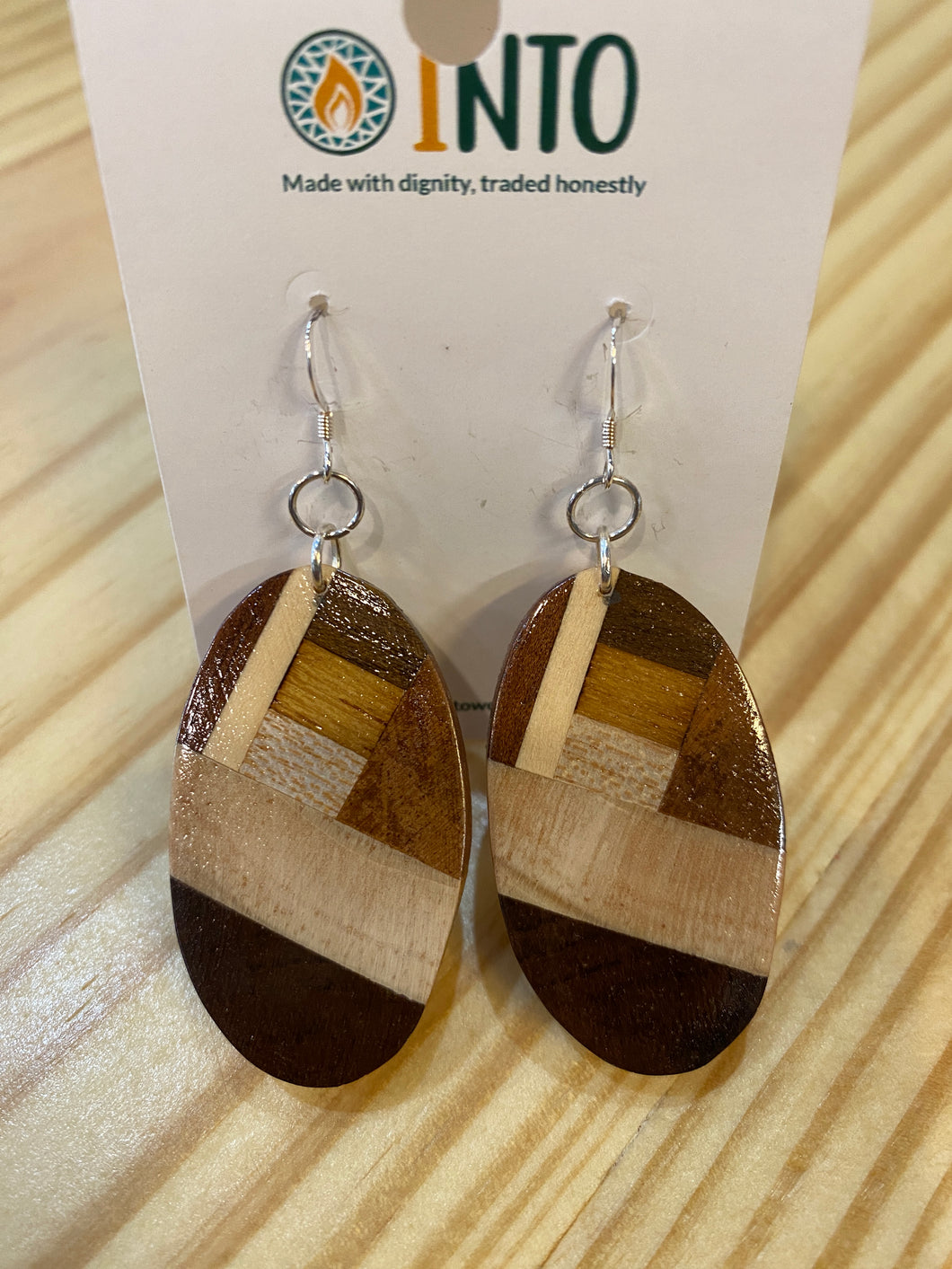 Taracea Dangle Oval Earrings (No Wire)