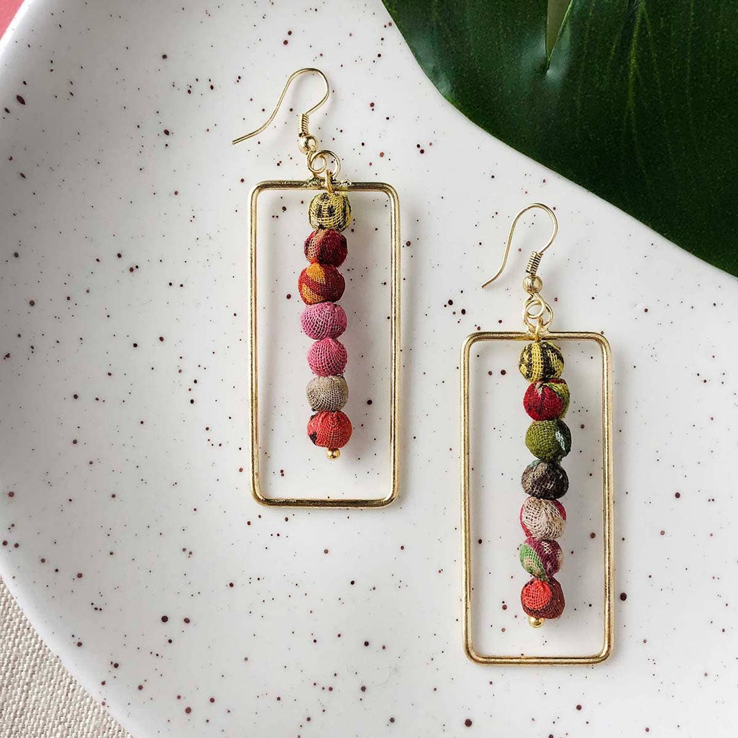 World Finds Framed Kantha Earrings
