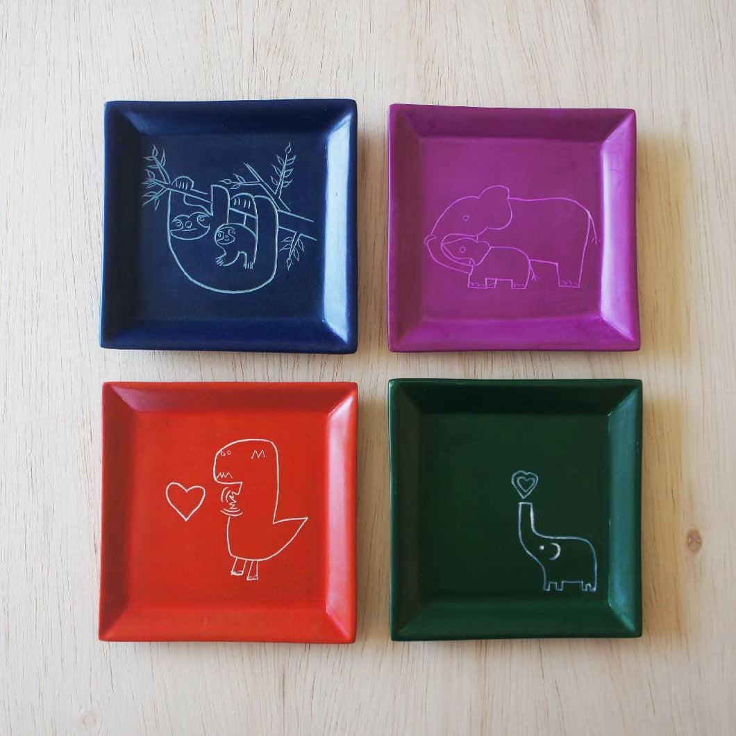 Square Dish - Red Hedgehogs
