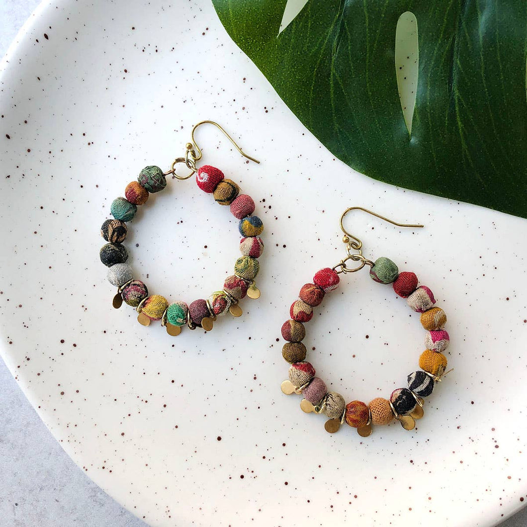 Kantha Disc Hoop Earrings