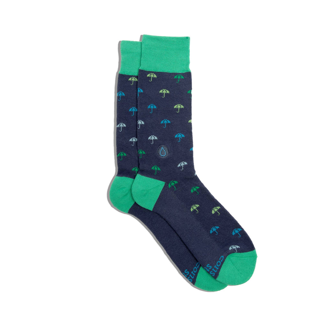 Socks that Give Water (Navy Umbrellas) - Small