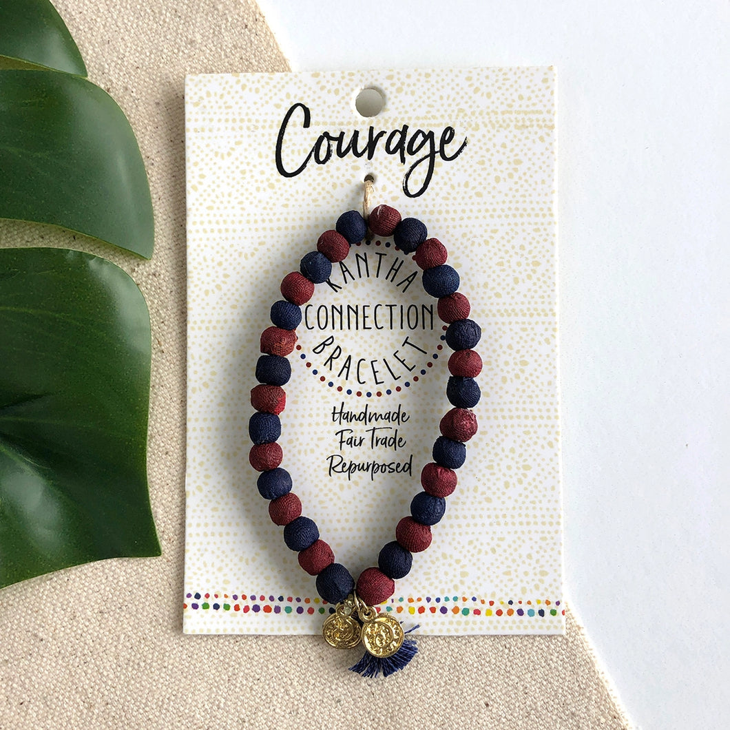 World Finds Kantha Connection Bracelet - Courage/Red/Blue
