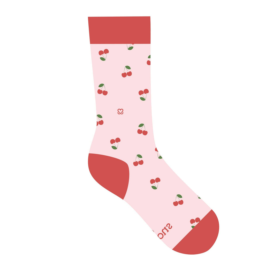 Socks that support self-checks cherry pattern - Small