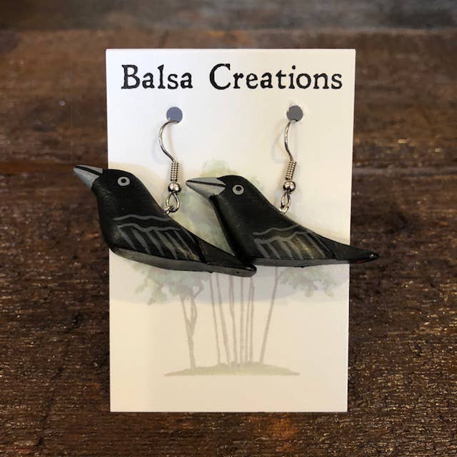 Crow Balsa Earrings